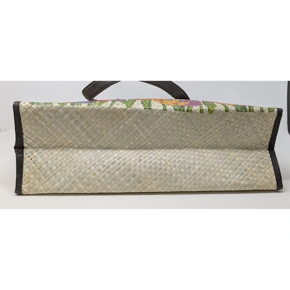 St. Regis Bali Large Lightweight Beach Tote Handwoven Straw Resort Bag Flowers